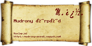 Mudrony Árpád névjegykártya